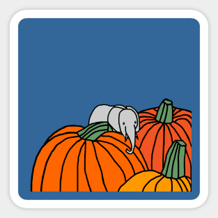 Cute Mini Elephant in the Pumpkin Patch Sticker